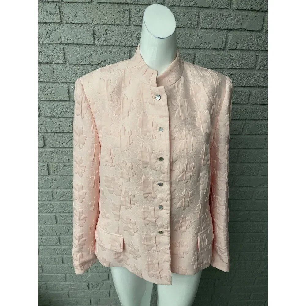 Garfield & Mark Women Light Pink Jacquard Floral Blazer Size L
